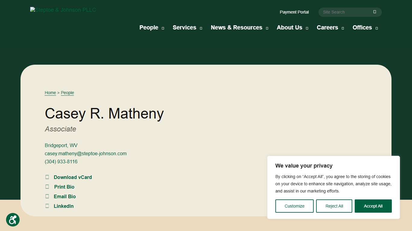 Casey R. Matheny - Steptoe & Johnson PLLC